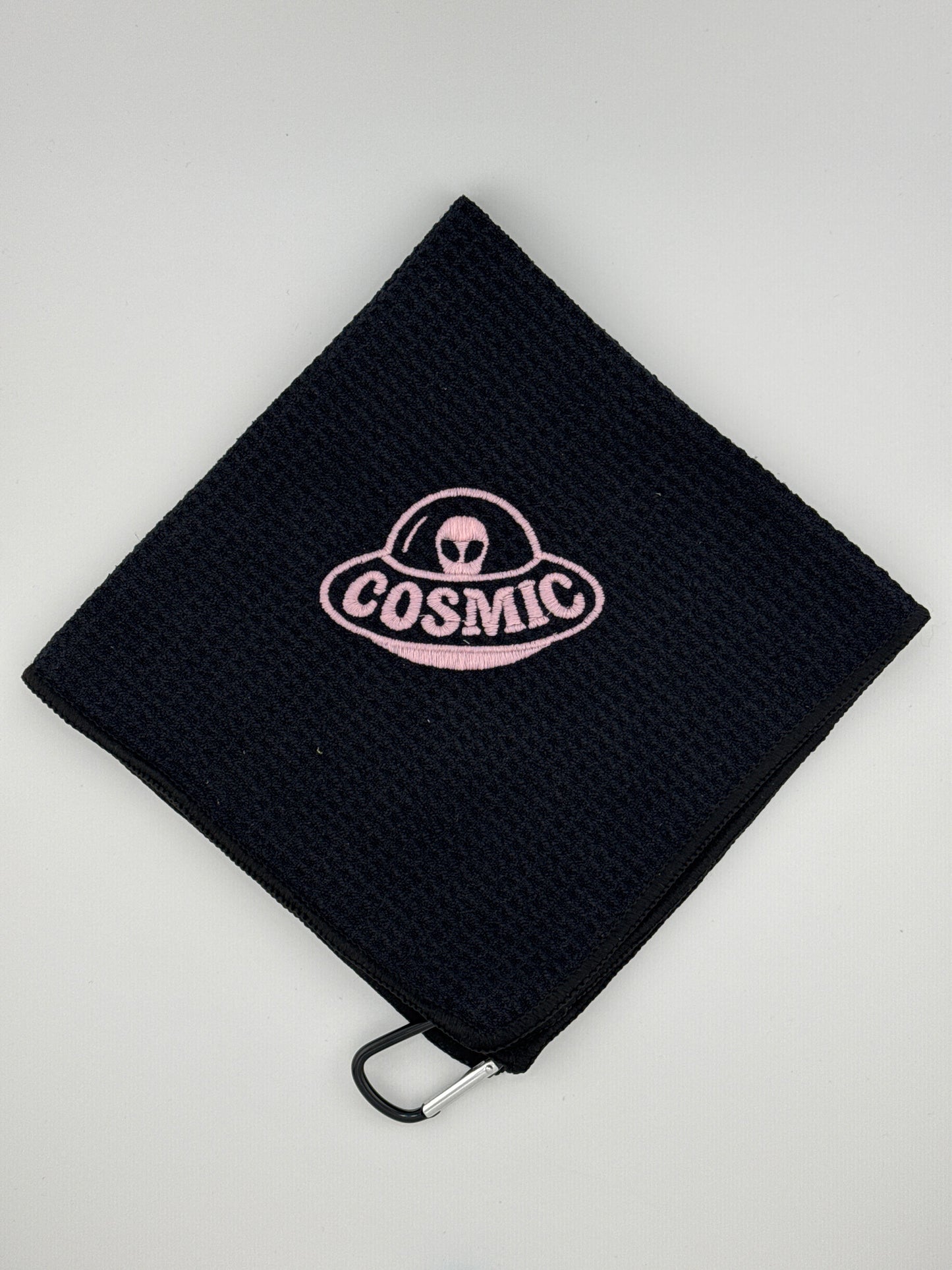 Cosmic Alien Waffle Towel w/ Clip - Pink Glow Logo