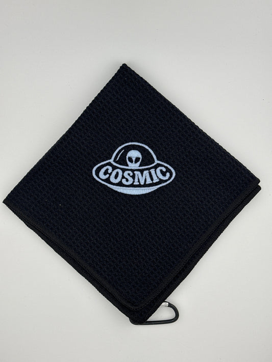Cosmic Alien Waffle Towel w/ Clip - Blue Glow Logo