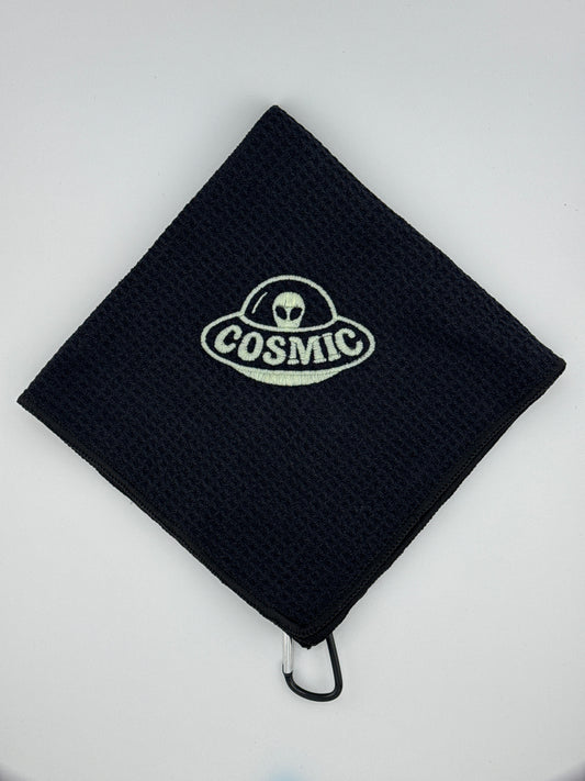 Cosmic Alien Waffle Towel w/ Clip - Green Glow Logo