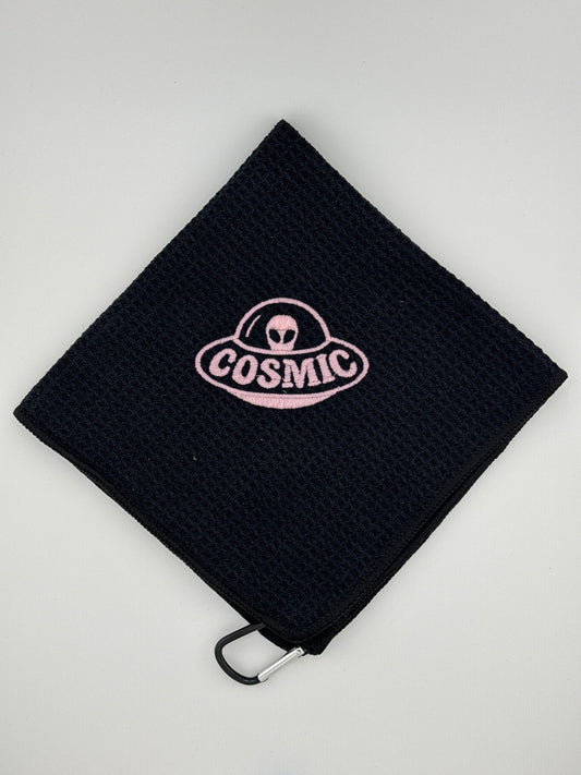 Cosmic Alien Waffle Towel w/ Clip - Pink Glow Logo
