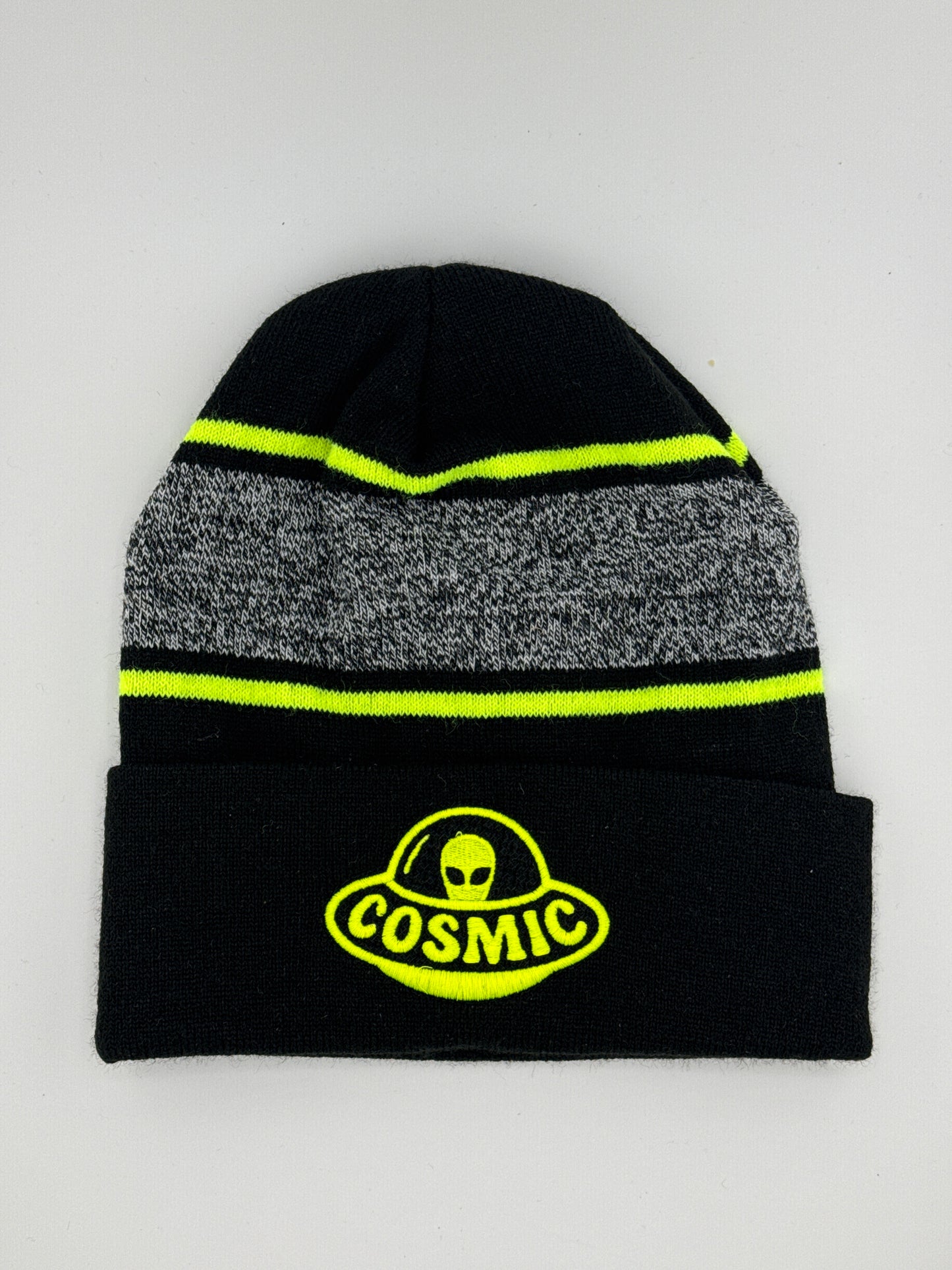 Cosmic Alien Knit Hat Green/Gray/Black
