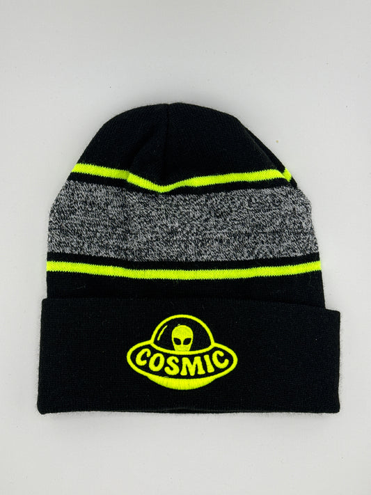 Cosmic Alien Knit Hat Green/Gray/Black
