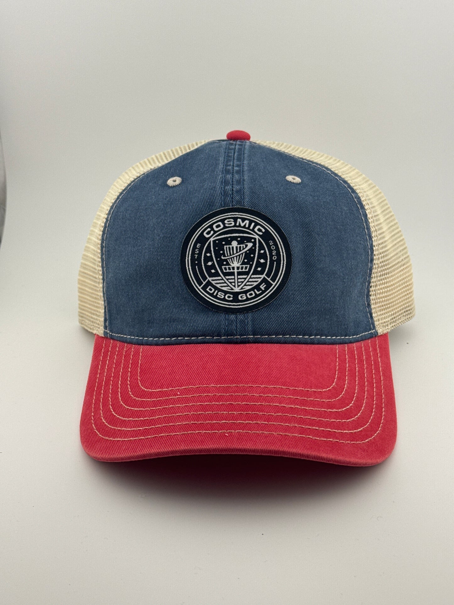 Cosmic Washed Pigment Dyed Trucker Hat - Red/Blue